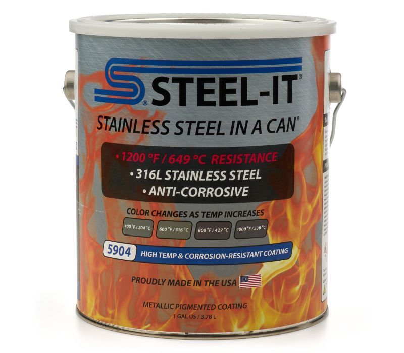 STEEL-IT FGPA5904G STEEL-IT FGPA5904G High-Temperature Anti-Corrosion Stainless Steel Paint, Gray, 1 Gallon