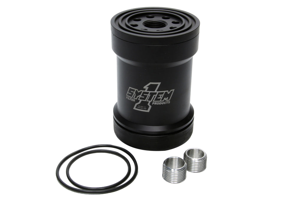 SYSTEM ONE 209-571B Billet Oil Filter w/Blt Cap 75 Micron - Black