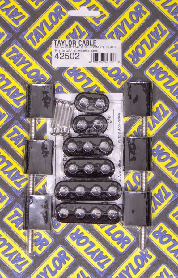 TAYLOR/VERTEX 42502 V8 Vertical Wire Loom Kit Black 7-8mm