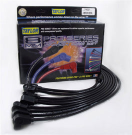 TAYLOR/VERTEX 74001 Spiro Pro Custom 8 Cyl Plug Wire Set Black