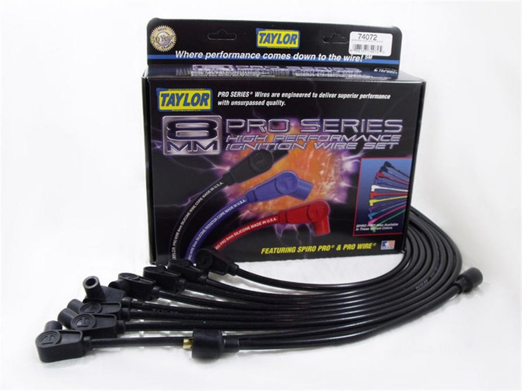 TAYLOR/VERTEX 74072 Spiro-Pro Custom 8 Cyl Plug Wire Set Black