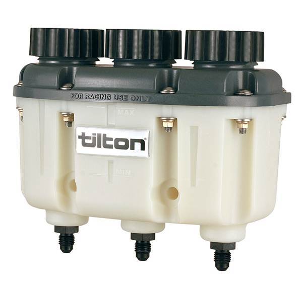 TILTON 72-577 Reservoir Plastic 3-Chamber AN-4 Fittings