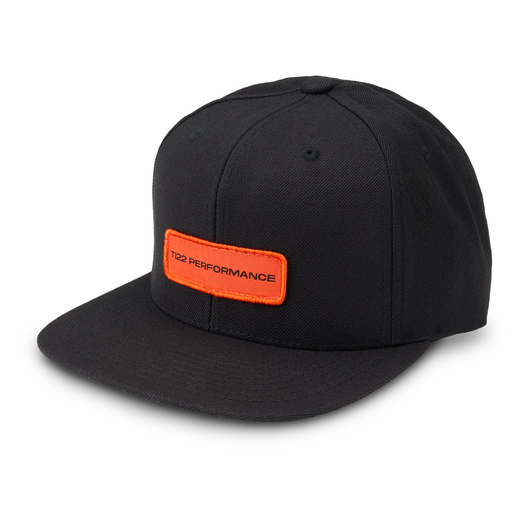 Ti22 PERFORMANCE TIP9075 Ti22 Performance Flat Bill Hat with Ti22 Logo - Black and Orange Snapback Cap