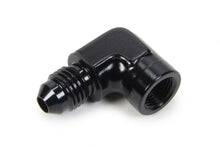Load image into Gallery viewer, TRIPLE X RACE COMPONENTS HF-34941-BLK Gauge Adapter 90 Degree #4 Male x 1/8 NTP Female
