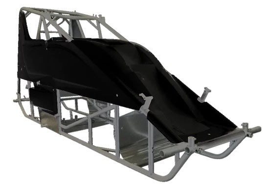 TRIPLE X RACE COMPONENTS SC-CH-1001872HOPT17 Sprint Car Kit B X-Wedge Black Inside Rail Body