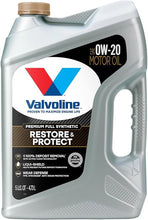 Load image into Gallery viewer, VALVOLINE 904538 0w20 Motor Oil Restore &amp; Protect 5 Quart Bottle