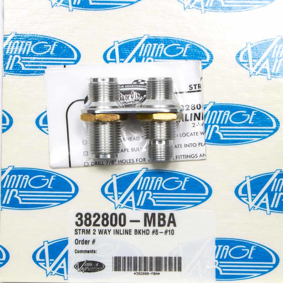 VINTAGE AIR 382800-MBA 2 Way In Line Bulkhead #8 and #10 O-Ring