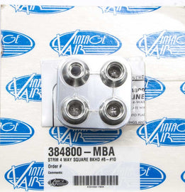 VINTAGE AIR 384800-MBA 4 Way Square Bulkhead #8 and #10 O-Ring