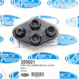 VINTAGE AIR 389601 4 Way Diamond Bulkhead #6 and #10 O-Ring