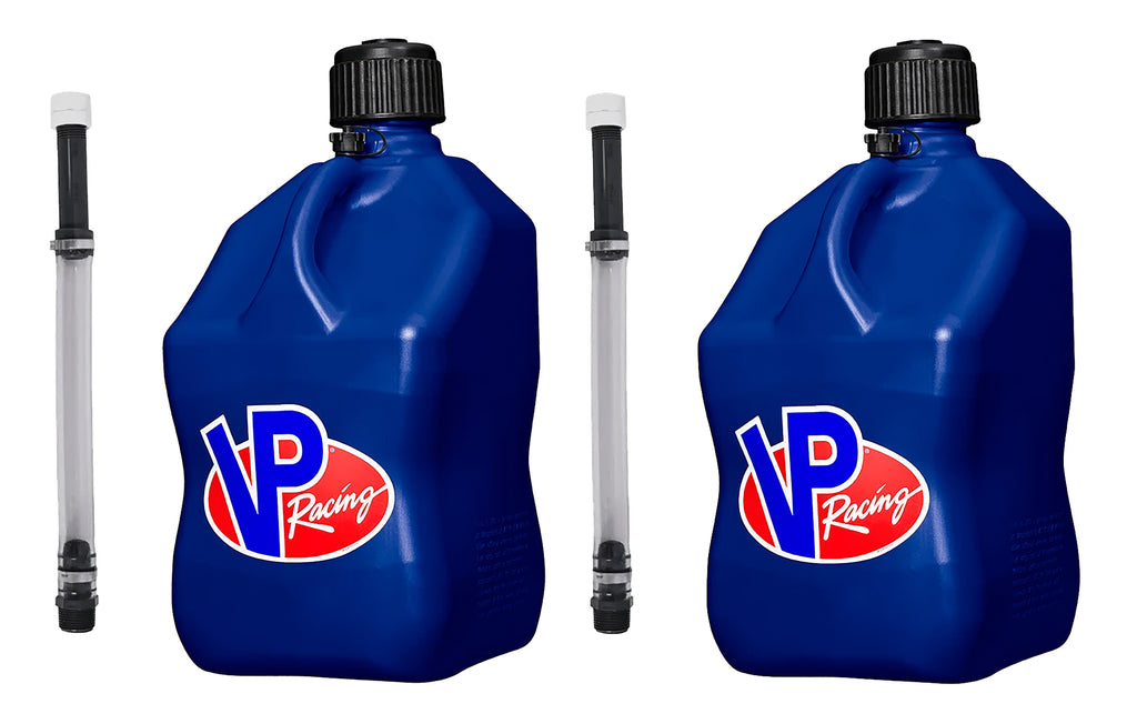 VP RACING 3532-CA-2PK-HOSE VP Racing 3532-CA 2-Pack 5.5 Gallon Blue Square Utility Jugs with Filler Hose