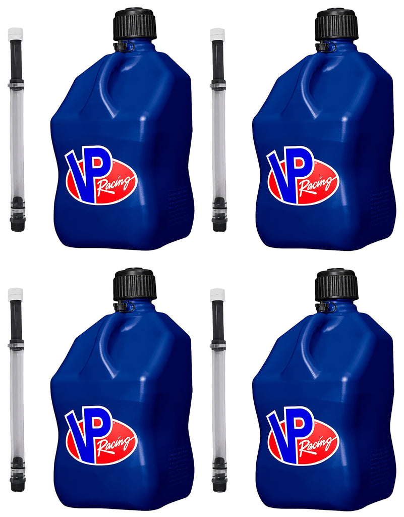 VP RACING 3532-CA-CASE-HOSE VP Racing 3532-CA-CASE-HOSE 5.5 Gallon Blue Square Utility Jug with Filler Hose (Case of 4)