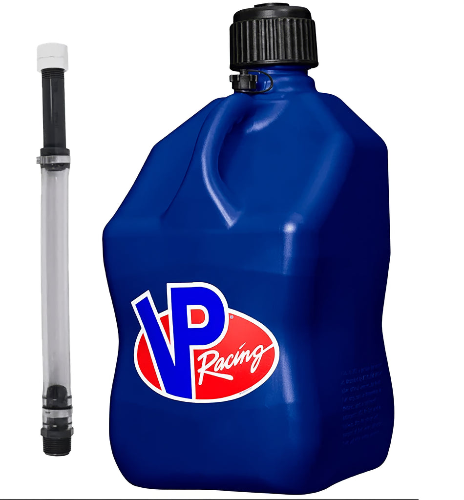 VP RACING 3532-CA-HOSE VP Racing 3532-CA-HOSE 5.5 Gallon Blue Square Utility Jug with Filler Hose and O-Ring Seal Cap