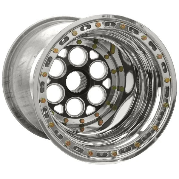 WELD RACING 735B-51857BC-6 Weld Racing 735B-51857BC-6 Magnum Sprint 15x18 Inch Beadlock Wheel with Machined Center and Polished Lip