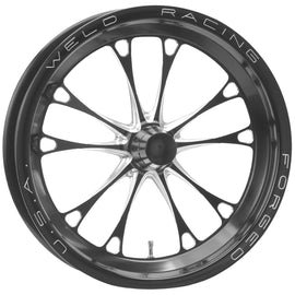 WELD RACING 784C-15001-B Weld Racing V-Series Front Drag Wheel 15 x 3.5 inches with Strange Spindle Mount – Black Powder Coat Finish