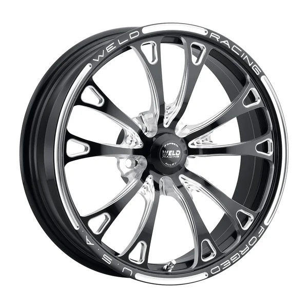 WELD RACING 784C-1704204-B Weld Racing V-Series Front Drag Wheel 17x4.5 inches, 5x4.50 Bolt Pattern, Aluminum with Black Powder Coat Finish