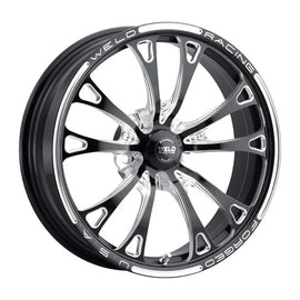 WELD RACING 784C-1704204-B Weld Racing V-Series Front Drag Wheel 17x4.5 inches, 5x4.50 Bolt Pattern, Aluminum with Black Powder Coat Finish