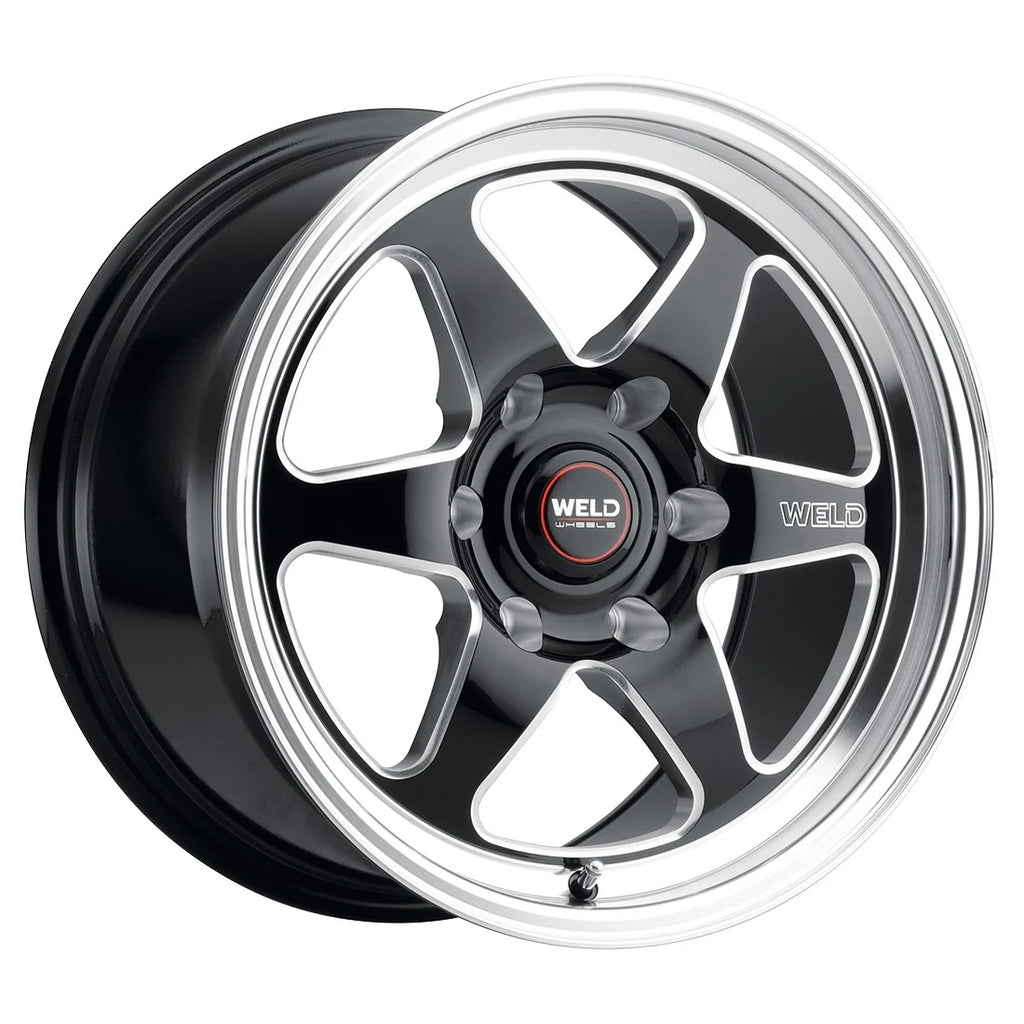 WELD RACING S10609584P28 Weld Racing Ventura 6 Street Wheel - 20 x 9.5 inches, Black Paint with Machined Center and Lip