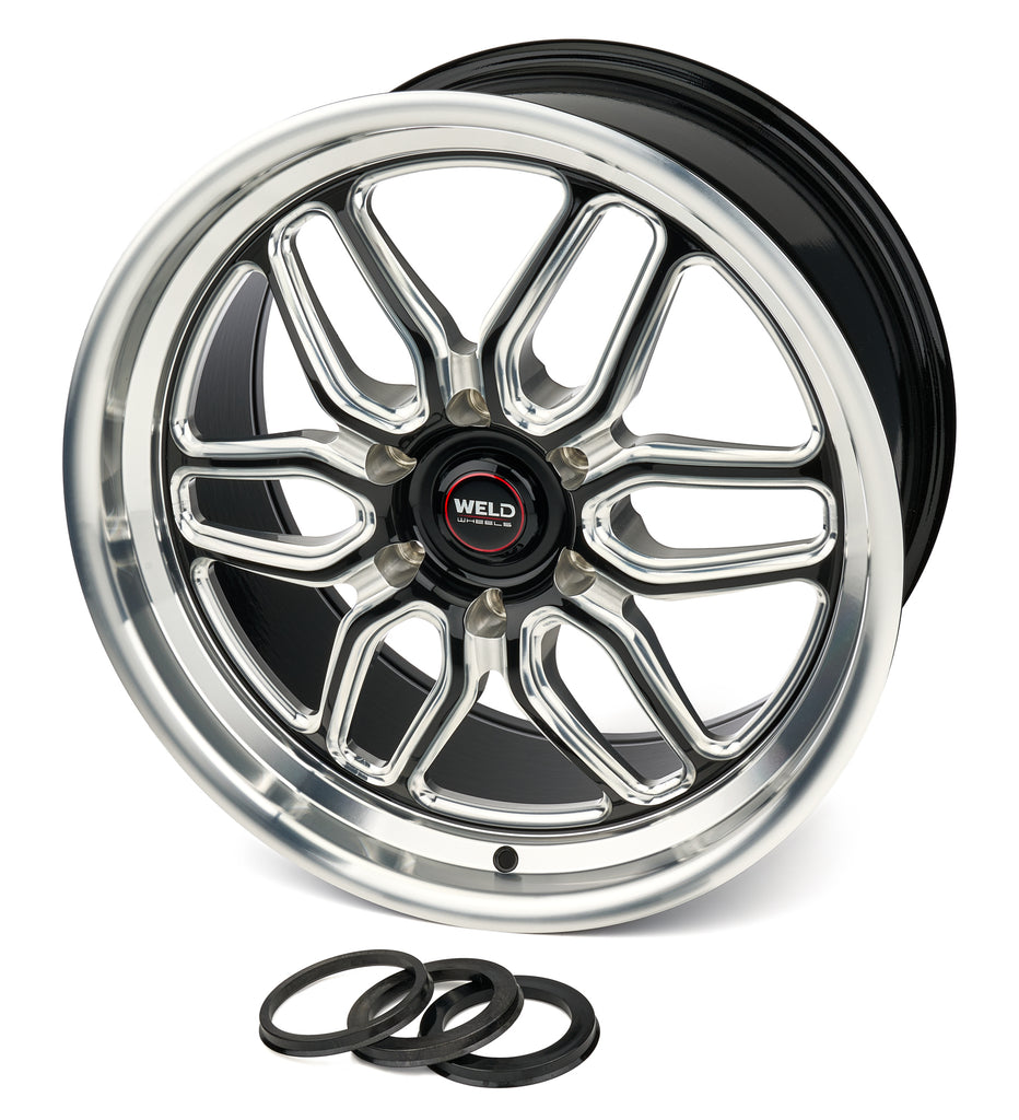 WELD RACING S15300084P38 Weld Racing 20x10 Laguna 6 Drag Wheel - Black Paint with Machined Center and Lip