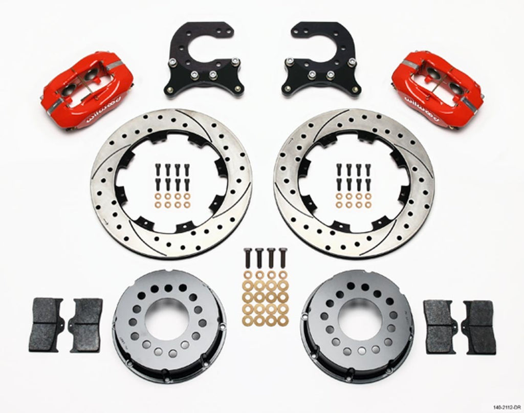WILWOOD 140-2112-DR Brake Kit Rear Chevy 12- Bolt Billet Caliper Red