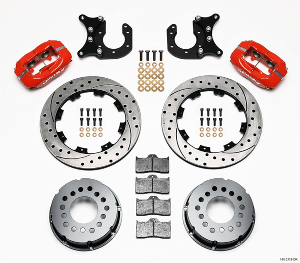 WILWOOD 140-2118-DR P/S Rear Disc Kit New Big Ford Drilled Red