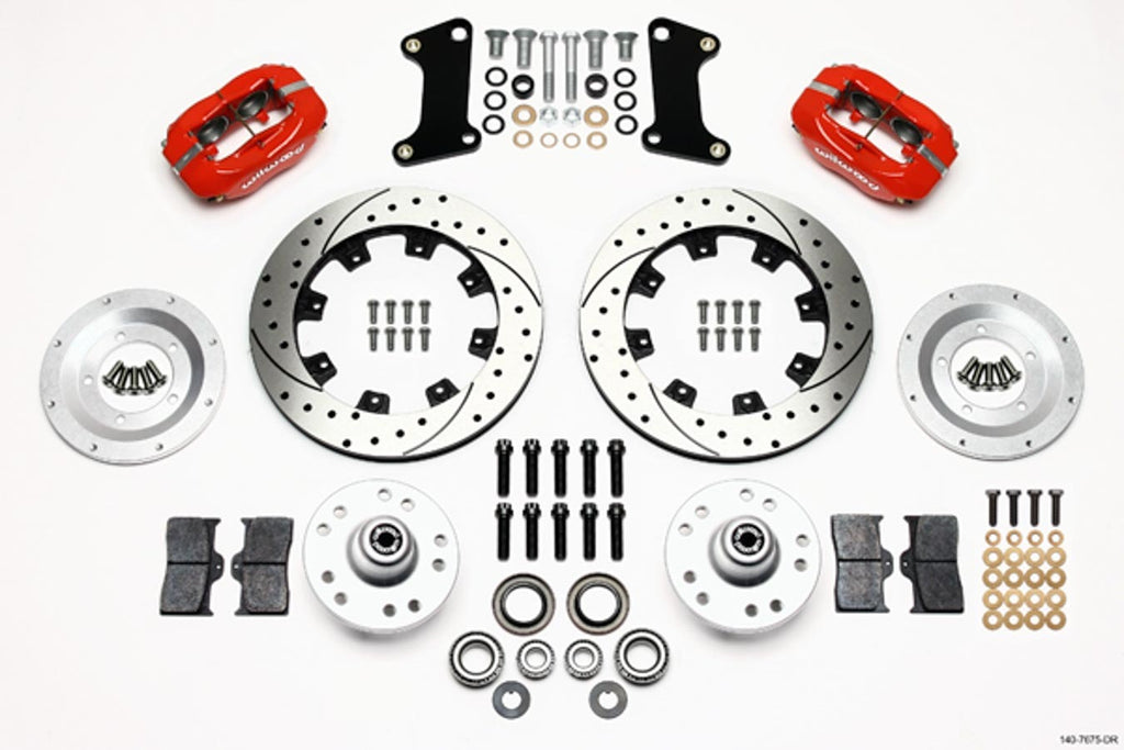 WILWOOD 140-7675-DR Front Brake Kit 67-72 Camaro Nova Red Calipers