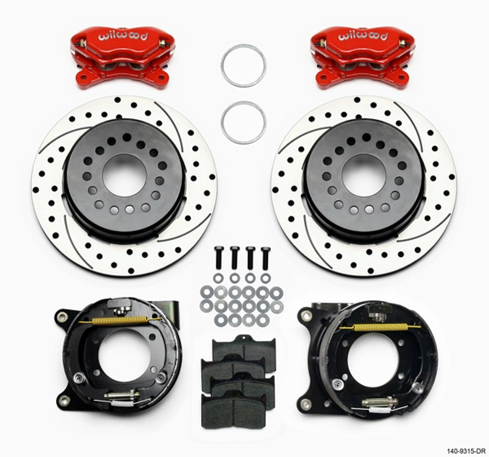 WILWOOD 140-9315-DR Brake Kit Rear GM 12 Bolt Drilled Red