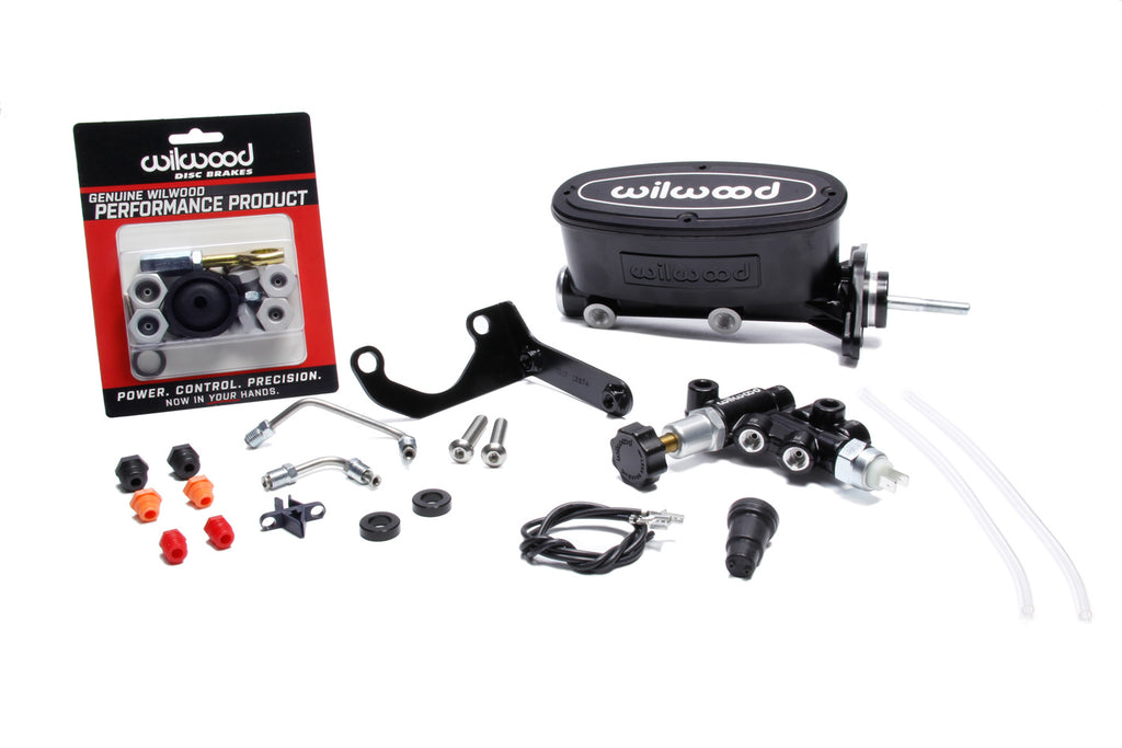WILWOOD 261-14158-BK Alum. Tandem M/C Kit w/ Brkt Prop Valve 15/16in