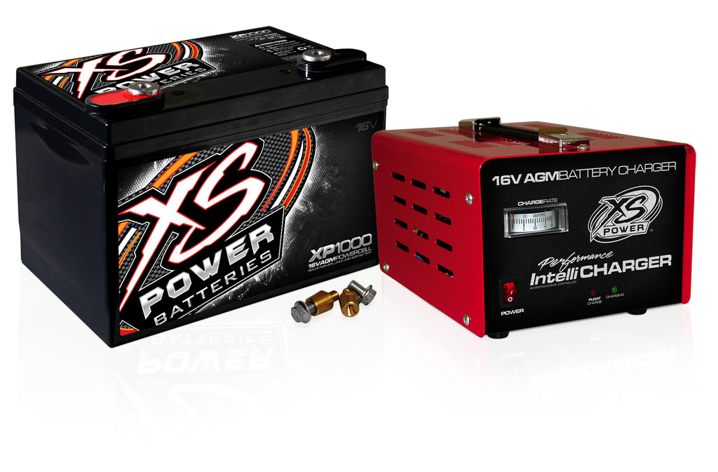 XS POWER BATTERY XP1000CK2 AGM Battery 16V 2 Post w/15A IntelliCharger